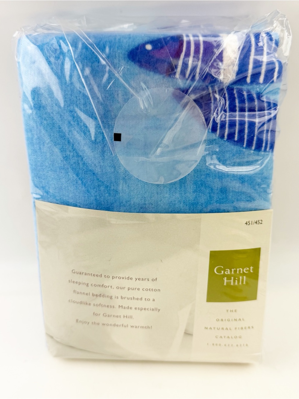 Garnet Hill German Cotton Flannel Standard Pillowcases Blue Fish Ocean New NOS